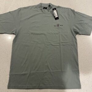Womens Top-PAGE & TUTTLE-GOLF-green 100% Cotton knit mock neck ss-L Cotton Ranch
